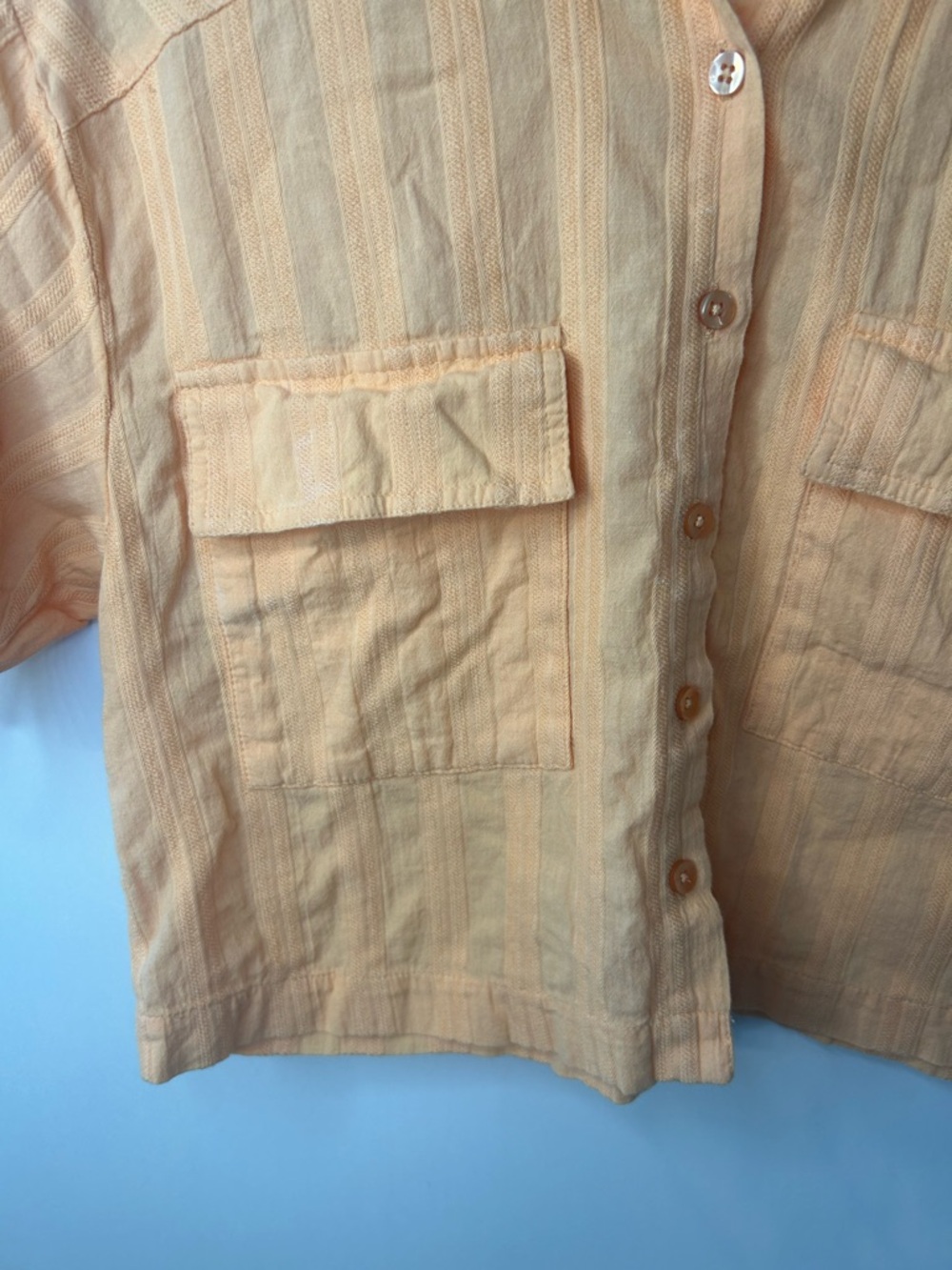 Dizzy Lizzy Women’s Orange Button Front Cropped Camp Shirt, Size XS - Picture 3 of 8